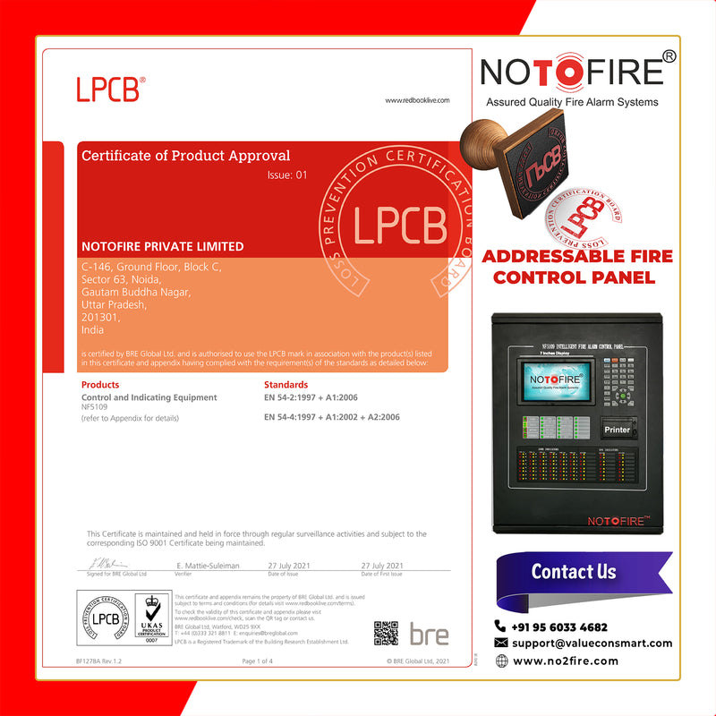 Notofire Intelligent Addressable Fire Alarm Control Panel- NF5109 (with Printer or LCD Display)