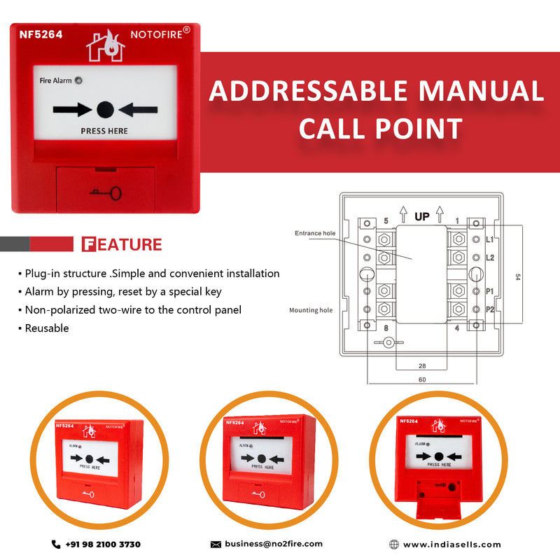 Notofire Addressable Manual Call Point - NF5264 Digital Manual Call Point