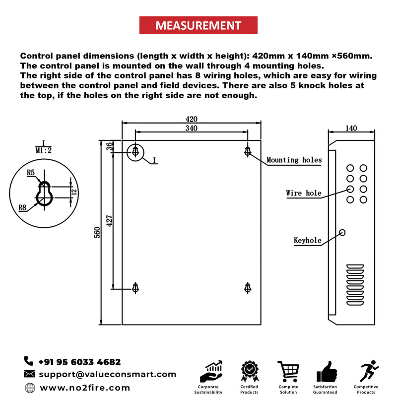 Notofire Intelligent Addressable Fire Alarm Control Panel- NF5109 (with Printer or LCD Display)